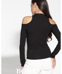 klasyczna bluzka z pekniętymi ramionami czarna Dursi