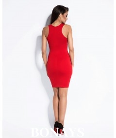 czerwona dopasowana sukienka dursi