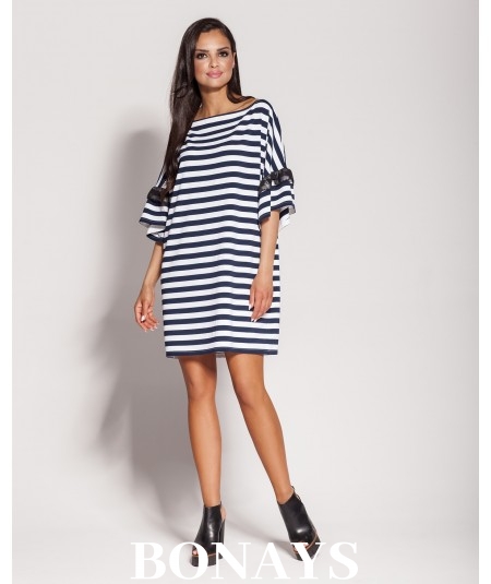 prosta sukienka w marynarskie paski Dursi model Peti