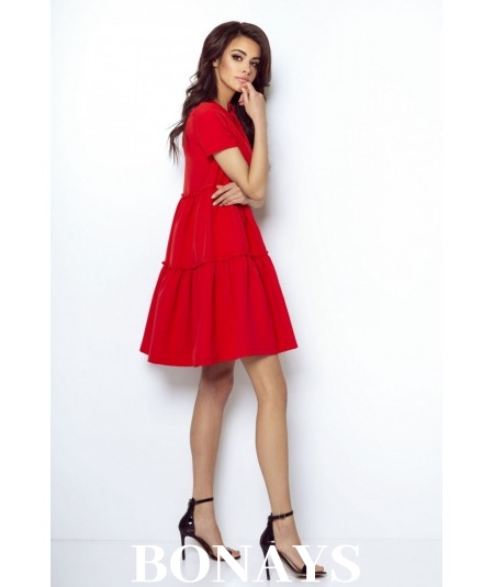 Czerwona oversizowa sukienka dzienna IVON