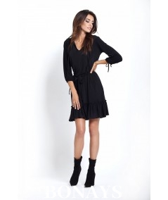 luźna sukienka z falbanką - czarna