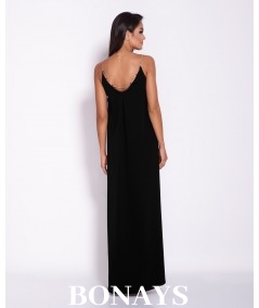 Długa, elegancka sukienka na łańcuszku Inez - czarna