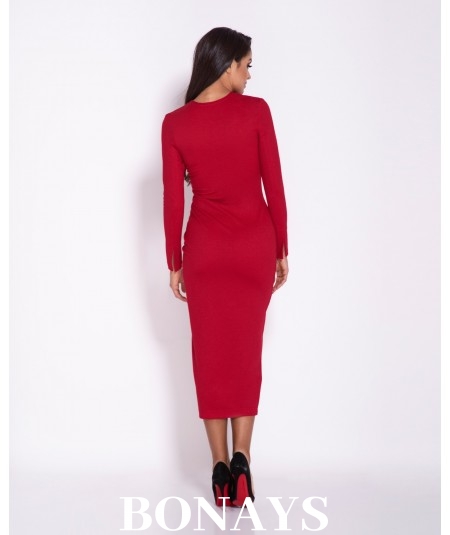 Dopasowana sukienki MIDi - malaga czerwona