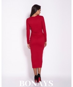 Dopasowana sukienki MIDi - malaga czerwona