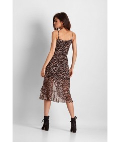 Asymetryczna sukienka Midi w panterkę