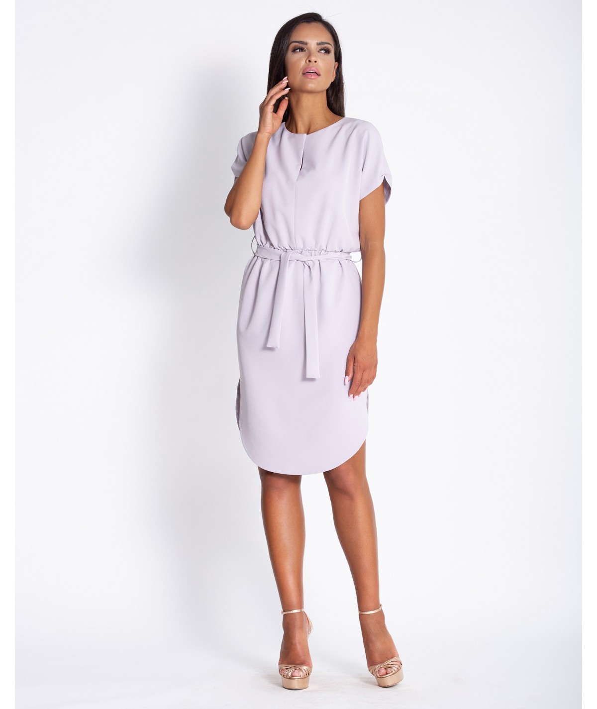 Szara sukienka ze stójką - Dursi