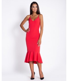 Czerwona sukienka midi z falbanką Nife - Dursi