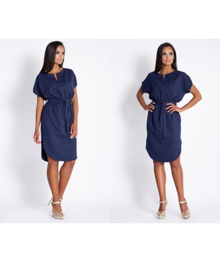 Granatowa sukienka ze stójka - Dursi