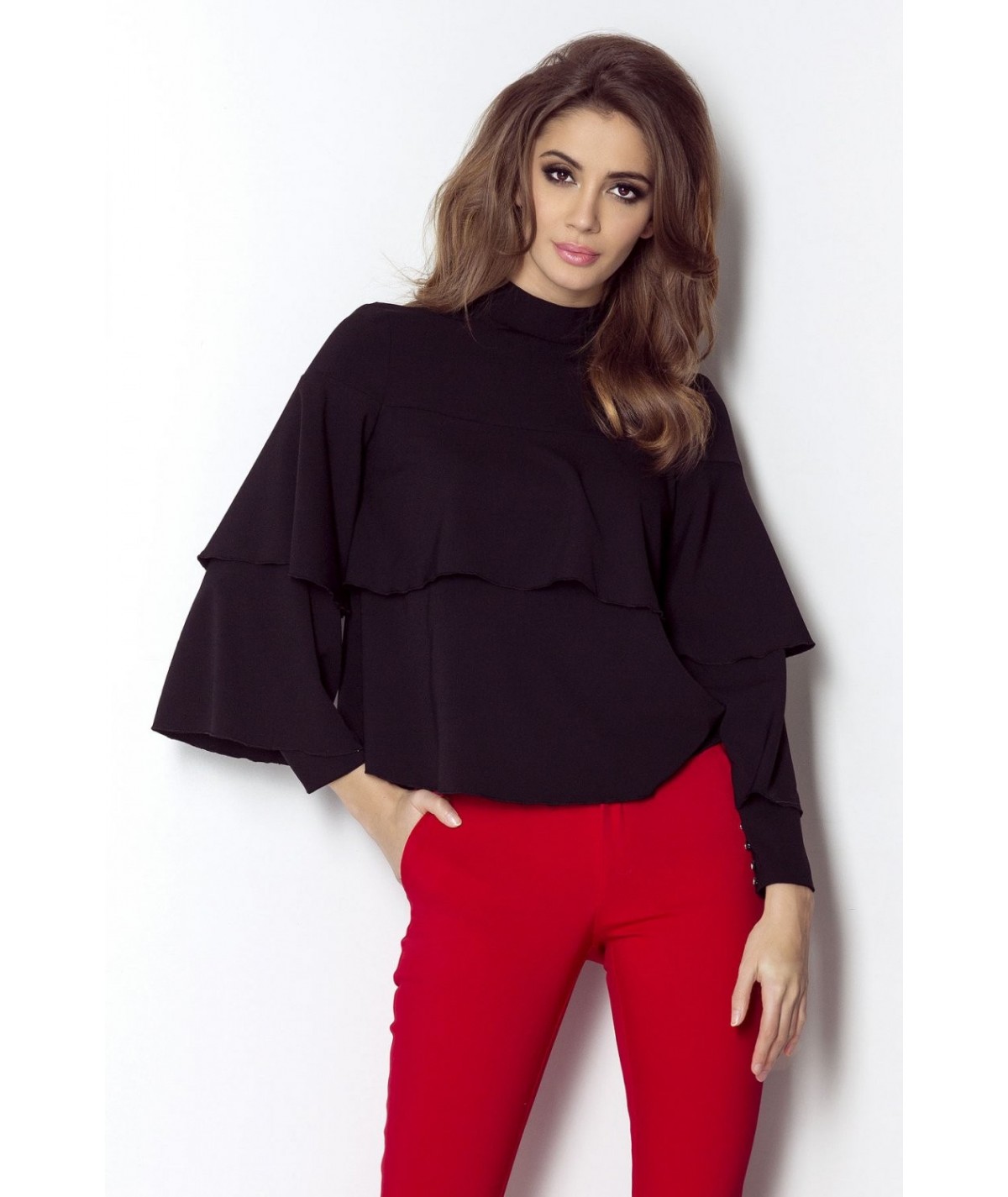 czarna bluzka z falbankami ivon