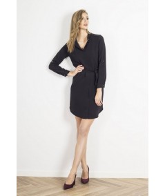 czarna sukienka ze stójka - dzienna IVON