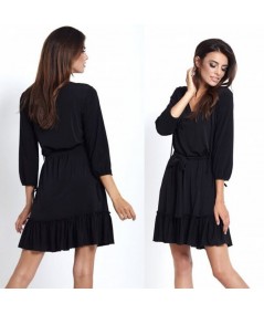 luźna sukienka z falbanką - czarna