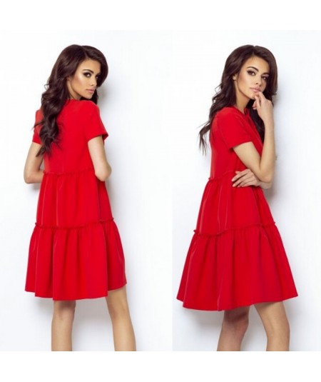 Czerwona oversizowa sukienka dzienna IVON