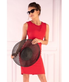 Dopasowana czerwona sukienka z dekoltem w serek Anamika