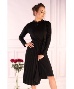 czarna plisowana sukienka midi 