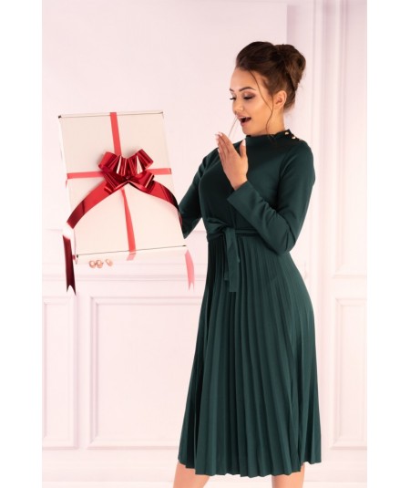 butelkowa sukienka midi plisowana 