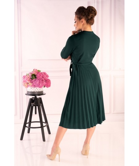 butelkowa sukienka midi plisowana 