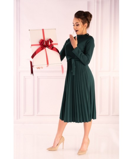 butelkowa sukienka midi plisowana 