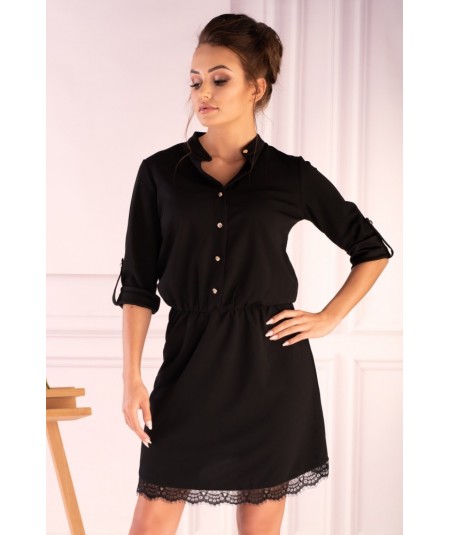 czarna prosta sukienka z guziczkami merribel