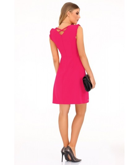 malinowa biznesowa sukienka 