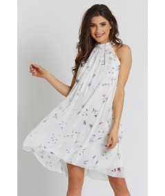 biała szyfonowa sukienka w kwiaty IVON