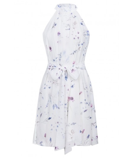 biała szyfonowa sukienka w kwiaty IVON