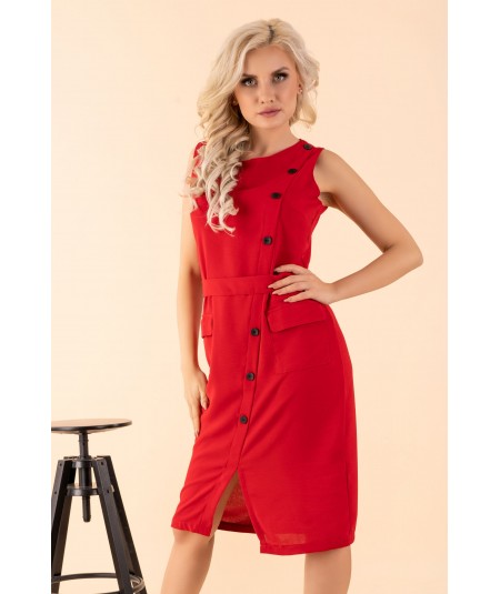 czerwona sukienka z guzikami merribel Eqalisa 