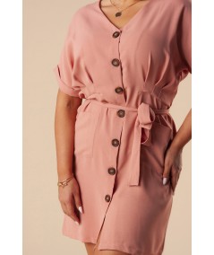 rozowa sukienka szmizjerka z gizuczkami merribel