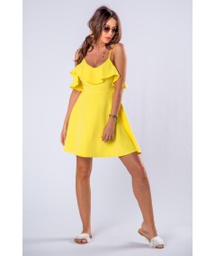 żółta sukienka z falbanką merribel Cooreo 