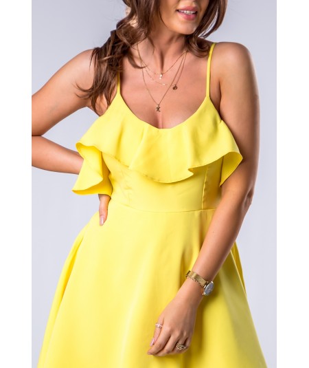żółta sukienka z falbanką merribel Cooreo 