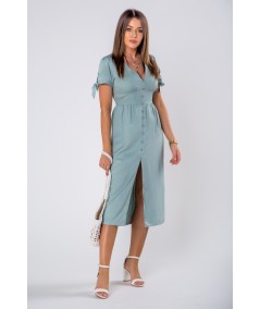 miętowa sukienka z dekoltem i guziczkami BIRGIA merribel