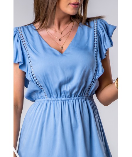 niebieska dzienna sukienka z dekoltem w serek merribel