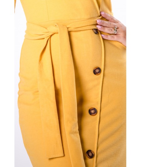 kopertowa sukienka midi żółta z guziczkami merribel
