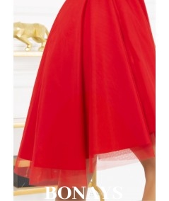 czerwona tiulowa sukienka bicotone na wesele