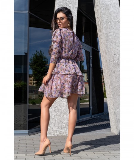 Kwiecista sukienka z asymetryczna falbanką Gerasin