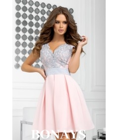 rózowa koronkowa sukienka bicotone 2139