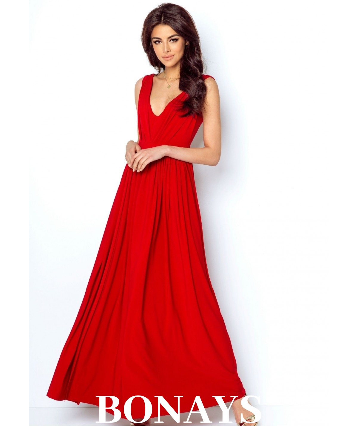czerwona sukienka maxi na wesele
