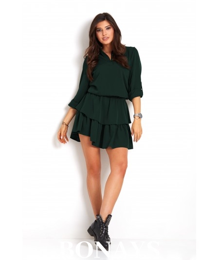 Zielona casualowa sukienka z falbankami - KYLIE
