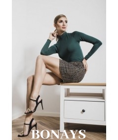 Zielona dopasowana bluzka damska z półgolfem Pearl