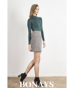 Zielona dopasowana bluzka damska z półgolfem Pearl