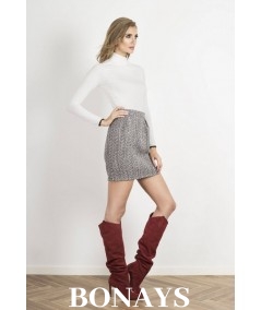 Kremowa dopasowana bluzka damska z półgolfem Pearl