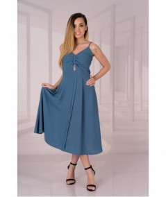Niebieska sukienka midi z wycięciem w biuście Molinen