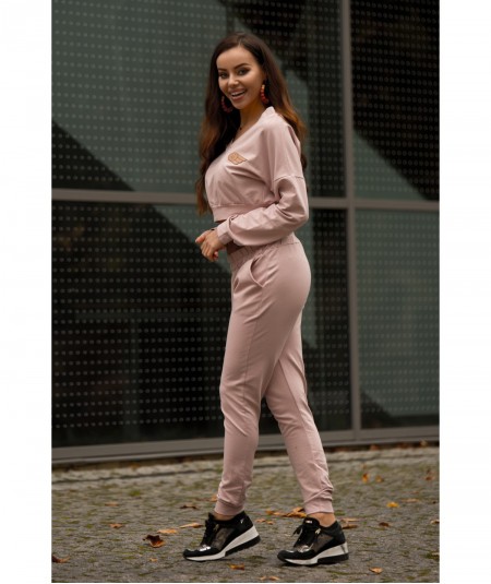 Różowy komplet dresowy z krótką bluzą Siment