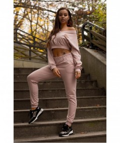 Różowy komplet dresowy z krótką bluzą Siment