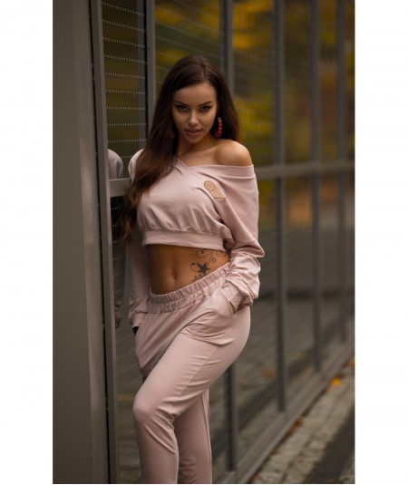 Różowy komplet dresowy z krótką bluzą Siment