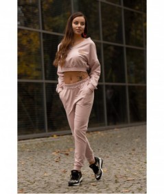 Różowy komplet dresowy z krótką bluzą Siment