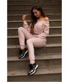 Różowy komplet dresowy z krótką bluzą Siment