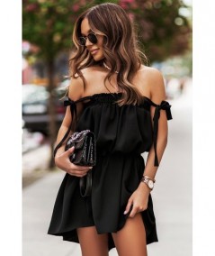 Czarna rozkloszowana sukienka z wiązaniem na ramionach ANDI