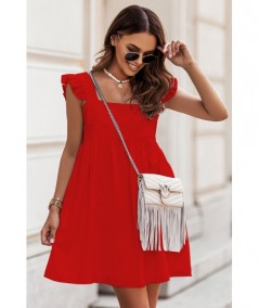 Czerwona oversizowa sukienka z falbanami Noel