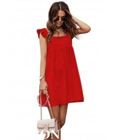 Czerwona oversizowa sukienka z falbanami Noel