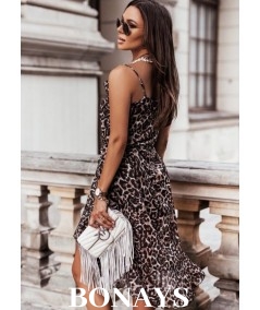 Asymetryczna zwiewna sukienka w panterkę ARIANA